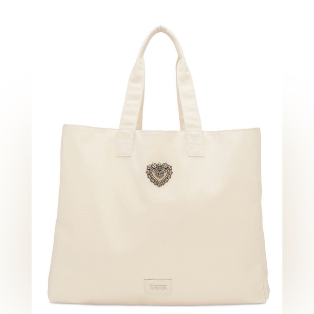 D&G Cream Tote Bag with‎ Embellished Logo